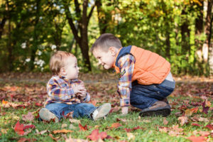 Brothers at park in the fall