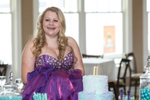 Girl in dress for Sweet 16 birthday