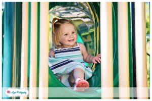 little girl on playscape